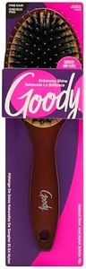 Goody Ceramic Hair Brush, Oval Cushion - Natural Boar and Nylon Bristle Mix to Enhance Shine & Smooth Hair, Fights Frizz and Static - Premium Wood Design is Pain-Free for All Hair Types