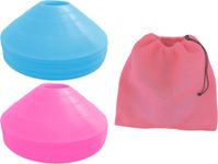 50 Light Blue and Pink Agility, Speed, Training Cones - Pink Carry Bag - boy Girl Youth Sport Practice, Workout, Field Marking, Coaching Equipment - Soccer, Volleyball, Football, Skating, Basketball