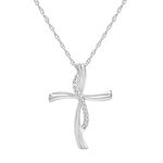 Amanda Rose Collection Sterling Silver 1/10 Carat TW Real Diamond Cross Pendant Necklace for Woman on an 18 inch Sterling Silver Chain | Real Diamond Necklaces for Women, Sterling Silver Diamonds,