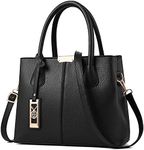 CHICAROUSAL Purses and Handbags for Women Leather Crossbody Bags Women's Tote Shoulder Bag, Black, Medium