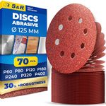 S&R 70 pcs 125mm Sanding Discs - Grit 60/80/120/180/240/320/400, Hook and Loop Quick Fitting for Random Orbit Sander - Wood, Metal, DIY.