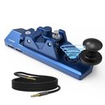 BlueKey Mini CW Key Morse Radio HAM Big Double Paddle Morse Code Key Aluminum Alloy Body with Speaker Base Blue