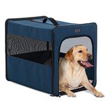 PETSFIT Portable Dog Kennel, Chewproof Design Breathable & Collapsible Dog Crate, Indoor and Outdoor Use with Thicken Mat 31 Inch Navy Blue