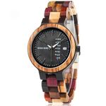 BOBO Bird Women Wood Watches Colorful Wood WristWatches Week & Date Display Multifunction Handmade Quartz Watch Sport Chronograph Unique Wristwatch