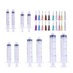 Needle with Industry Syringe Set-10pcs 3ml,5ml,10ml,20ml, 30ml with 20pcs Different Size 1/2" Stainless Blunt Tip Needle Used for DIY Manual Dispensing, Ink, etc.