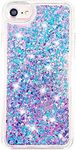 uCOLOR Purple Blue Glitter Case for iPhone 8/7 iPhone 6S/6 Case for Girls (4.7") Sparkle Quicksand Liquid Waterfall Clear Protective Case for iPhone8/7/6S/6