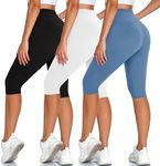 Hi Clasmix 3 Pack Women's Knee Length Leggings-High Waisted Capri Pants Biker Shorts for Women Yoga Workout Shorts Summer