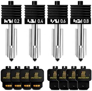 HIKUDIY 4PCS 0.2/0.4/0.6/0.8mm Hotend Compatible with Bambu Lab P2S/H2S/H2D/A1/A1 Mini – Quick Swap Extruder Print Head with 4 Silicone Cover Socks