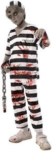 FORMIZON Costume da zombie, Costume da Prigioniero per Bambini, Costume Detenuto Ragazzi Halloween con Maniche Tatuate e Finto Sangue, Costumes Zombie Bambini per Feste, Carnevale e Halloween (S)