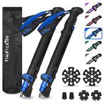 TheFitLife Collapsible Trekking Poles for Hiking – Lightweight Folding Walking Sticks with Extra-Long Foam Handle and Metal Flip Lock, Foldable (Blue, 100-120cm for 4'11''-5'10'' Height)