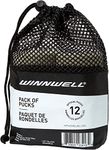 Winnwell Goalie Training Pucks - White 6oz Training Puck with Mesh Carrying Bag | Official Size & Weight| Great for Goaltenders & Training Drills (White 12-Pack)