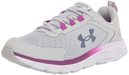 Under Armour womens Charged Assert 9 Running Shoe, (115) Halo Gray/White/Aurora Purple, US