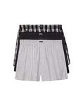 Calvin Klein Men's Cotton Classics 3-Pack Woven Boxer, Black/Morgan Plaid, Black/Montague Stripe, Black, Small