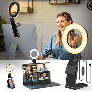 New Ringlicht LED Videolicht Dauerlicht Laptop PC,Evershop 5” Streaming Licht mit Stativ&Handyhalter 3 Lichtfarben+10 Helligkeiten 360°Drehbar Videokonferenz Licht für Tiktok Zoom YouTube Live Stream