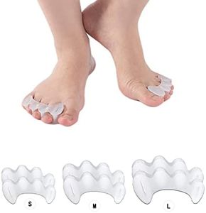 Toe Separators-Toe Straightener-Yoga Toes Toe separators,Toe spacers for Men,Toe spreaders for Women,Bunion Correction-for Hammertoes,Plantar Fasciitis, Hallux Valgus – Size Small-White (1 Pair)