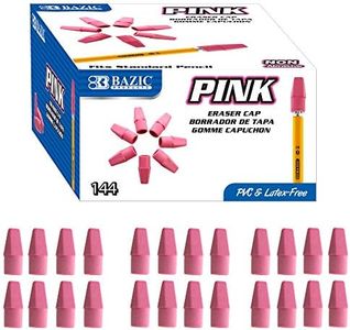 BAZIC Products Pink Eraser Top, Latex Free Pencil Tops Erasers (144/Box), Arrowhead Caps Erasers for Student Classroom Bulk Packs for School Supplies, Total 144 Count
