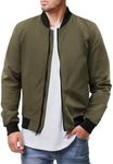 COOFANDY Men's Bomber Jacket Windbreaker Jacket Fall Winter Front Zip Jackets Coat Army Green XXL