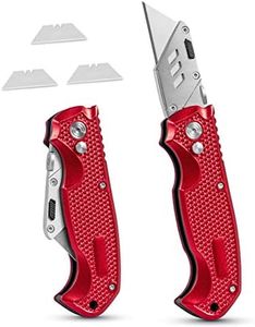 BirdRock Home Premium Folding Utility Knife – Small Compact Pocket – Folding Box Cutter Tool – 3 Extra Razor Blades – Cut Cardboard Boxes – Locking Safety Knife Set – Heavy Duty