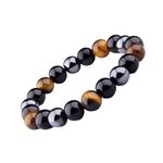 Tiger Eye Crystal Bead Gemstone Bracelet Beautiful Healing Crystal Reduce Negativity Unisex Stretch Bracelets Jewelry A Gift For Men & Women BY WELLNESS CRYSTAL