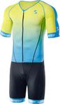 Synergy Cycling Skinsuit - Men's Pro Short Sleeve Tri Suit (Yellow/Aqua, X-Large)