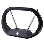 GE Modern Loop Rabbit Ears Indoor TV Antenna, 15 inch Extendable Dipoles, 4K 1080P VHF UHF, Tabletop Antenna, Digital HDTV Antenna, Smart TV Compatible, 4ft Coaxial Cable, Black, 33675