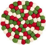 Mud Pie Christmas Pom Trivet, 8" dia