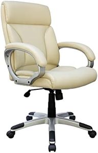 Boss Office Products Modern Mid Back Executive Chair with Padded Armrests in Ivory