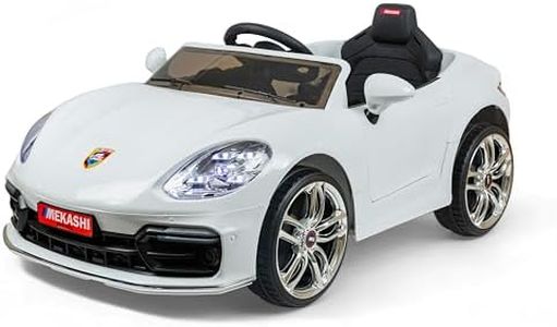MEKASHI Electric Car for Kids, Parental Remote Control, 12V Rechargeable Battery, 3 Speed, LED Lights, Bluetooth Music Player, 1 to 7 Years, Swing Function, Long Wheelbase, ISI Mark, MKS002-White