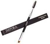 Duo Eyebrow Brush & Spoolie by Impora London. Flat, Angled Brush Perfect for Lining / Shaping Brows. Use with Gel, Cream or Powder Colours. Spoolie for Brows or Lashes.