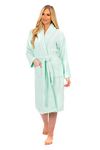 Adore Home Ladies 100% Heavy Cotton Shawl Collar Bathrobe Terry Towelling Bath Robe Dressing Gown, Duck Egg, XL