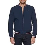 Tommy Hilfiger Men's Lightweight Varsity Rib Knit Bomber Jacket, Midnight Soft Shell, Large