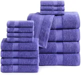 LANE LINEN 16 PC Bath Towels - 100% Cotton Towels for Bathroom, Premium Quality Hotel Towels, Highly Absorbent Bathroom Towel Set, Super Soft, 4 Bath Towels, 4 Hand Towels, 8 Wash Cloths - Blue Irish