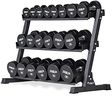 REP Urethane Coated Dumbbell Set - 5-50 lb with 3-Tier Rack