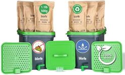 Biorfe 2 Bucket Bokashi Compost Starter Kit, All Season Indoor Beginners Composter, Countertop Kitchen Bokashi Bin, Easily Composting Container With 6.6 Lb Compost Bran, Food Recycler For Living