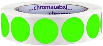 ChromaLabel Fluorescent Green Round Labels for Classroom, Bright & Permanent Folder Labels, Ideal for Arts and Crafts School Projects, Easy to Write on Matte Finish School Labels, 1" Diameter