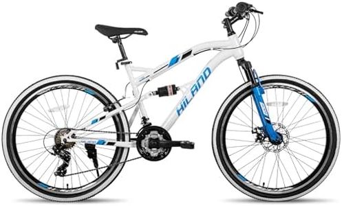 HH HILAND 26 Inch Adult Mountain Bike for Men and Women, Full-Suspension Mountain Bicycle, 21 Speeds Drivetrain MTB
