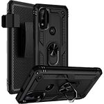 SaharaCase Military Kickstand Series Case Cover for Motorola Moto G Pure (2021) - Holder/Kickstand/Belt Clip - Rugged Protection Anti-Slip Grip Slim Fit (Black)