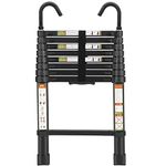 Telescopic Ladder, 8.5FT RIKADE Aluminum Telescoping Ladder with Non-Slip Feet and Stable Hook, Portable Extension Ladder for Household and Outdoor Working, 330lb Capacity