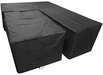 Woodside Black L Shape Outdoor Dining Patio Set Cover Medium Right Side Long