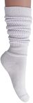 AWS/American Made Slouch Socks Cotton Scrunch Knee High Extra Long and Heavy Socks (White, 1)