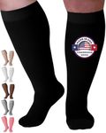 Mojo Compression Socks 3XL Plus Size Support Hose, 20-30mmHg, Unisex, Wide Calf, Opaque Design, Made in USA - Alleviates Chronic Venous Insufficiency, Spider Veins