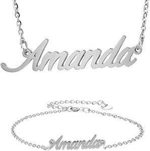 HUAN XUN I Love You Mom Daughter Necklace Sister Necklace 16", Stainless Steel