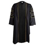 OSBO GradSeason Unisex Deluxe Doctoral Graduation Gown with Gold Piping