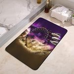 YISUMEI Bathroom Mat, Non-Slip Super Absorption Bath Carpet with Rubber Backing, Fit Under Bathroom Doormat Floor Rugs for Shower Buthtub,17"x24",Dream Catcher Wolf