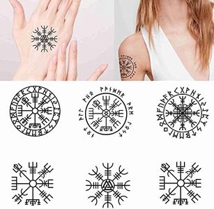 6 Sheets Temporary Tattoo Men Compass Party Favors Viking Sleeve Body Face Annulus Fake Tattoos