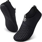 SEEKWAY Water Shoes Women Men Quick-Dry Beach Aqua Socks Barefoot Non Slip Swim Pool Outdoor Surf River Lake Yoga SK001 Black Size 10-11 W/9-10 M