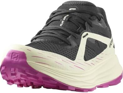 Salomon Women's ULTRA FLOW Trail Running Shoes for Women, Black / Transparent Yellow / Rose Violet, 7.5