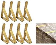 Tablecloth Clips, Outdoor Tablecloth Picnic Table Clips Stainless Steel Table Cloth Holders for Picnics Graduation Party Wedding 8Pack, Gold Color