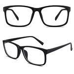 Happy Store Retro Fake Non Prescription Glasses Clear Lens Square Frame UV400 Matte Black,CN12