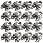 Cozihom 1/4 Inch M6 Wire Rope Cable Clip Clamp, 304 Stainless Steel, U Bolt Saddle Fastener, 16 Packs